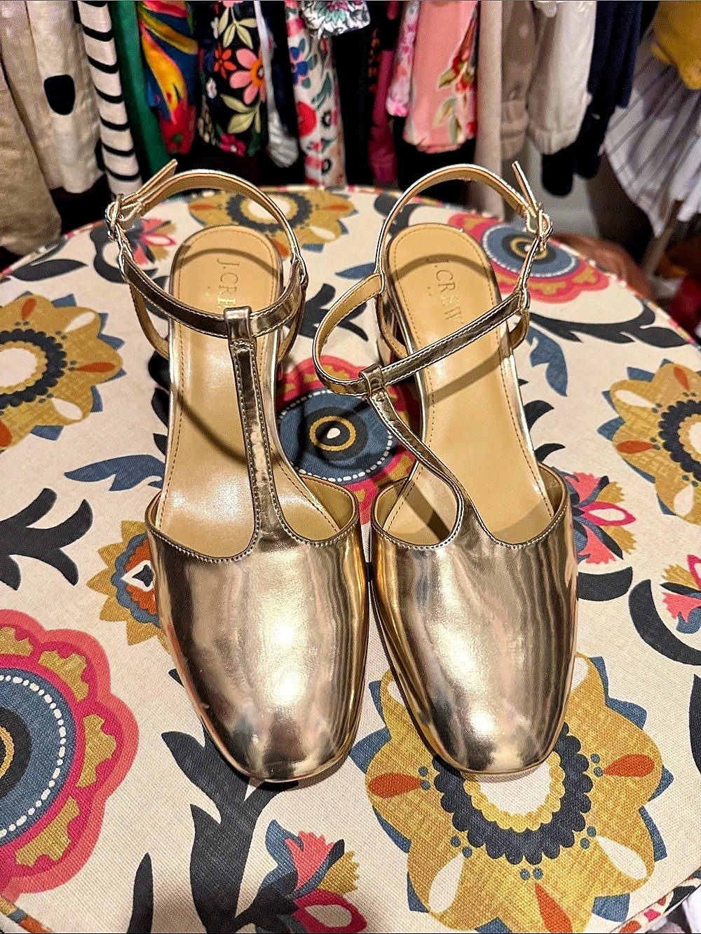 J.Crew Metallic Pointed-Toe Ankle Strap Heels